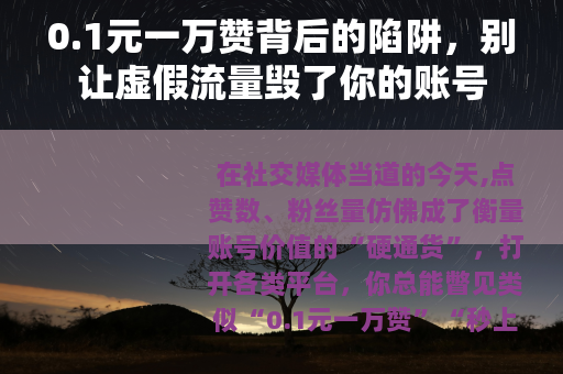 0.1元一万赞背后的陷阱，别让虚假流量毁了你的账号