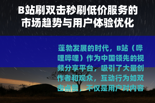 B站刷双击秒刷低价服务的市场趋势与用户体验优化