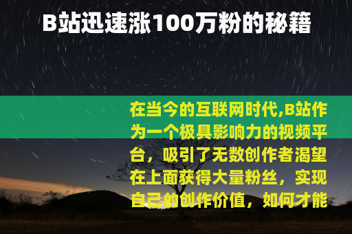B站迅速涨100万粉的秘籍