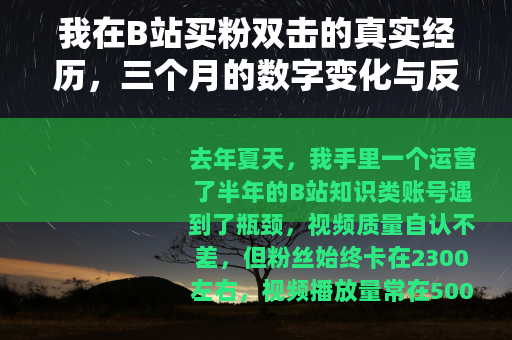 我在B站买粉双击的真实经历，三个月的数字变化与反思