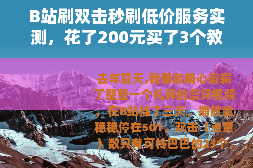 B站刷双击秒刷低价服务实测，花了200元买了3个教训