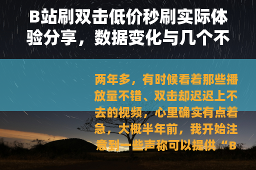 B站刷双击低价秒刷实际体验分享，数据变化与几个不太好的经历
