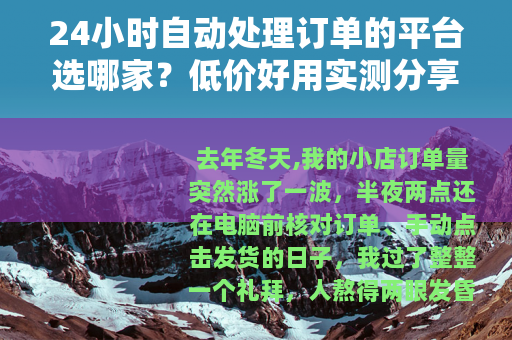 24小时自动处理订单的平台选哪家？低价好用实测分享
