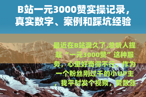 B站一元3000赞实操记录，真实数字、案例和踩坑经验谈