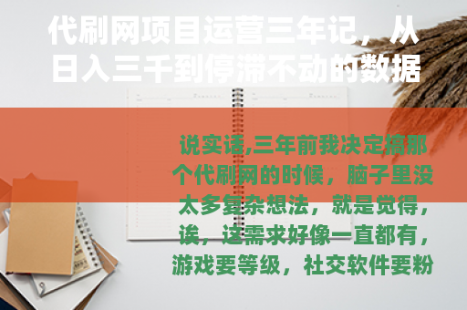代刷网项目运营三年记，从日入三千到停滞不动的数据实录