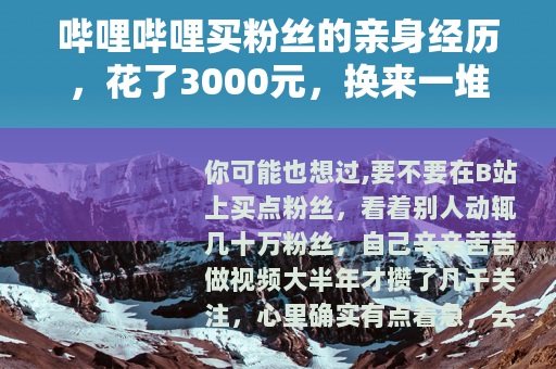 哔哩哔哩买粉丝的亲身经历，花了3000元，换来一堆不会动的数字