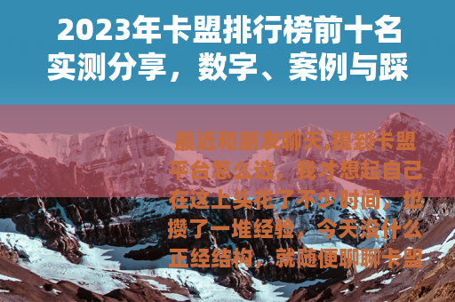 2023年卡盟排行榜前十名实测分享，数字、案例与踩坑经历全解析