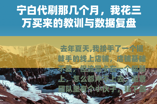 宁白代刷那几个月，我花三万买来的教训与数据复盘