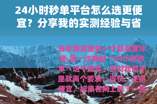 24小时秒单平台怎么选更便宜？分享我的实测经验与省心技巧