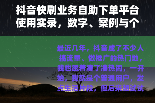 抖音快刷业务自助下单平台使用实录，数字、案例与个人踩坑经历