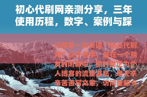 初心代刷网亲测分享，三年使用历程，数字、案例与踩坑全记录