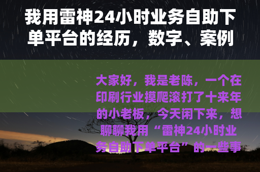 我用雷神24小时业务自助下单平台的经历，数字、案例和踩坑