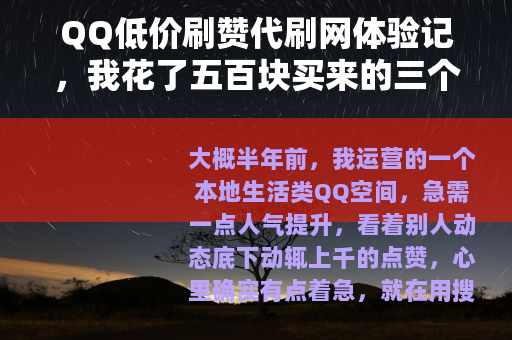 QQ低价刷赞代刷网体验记，我花了五百块买来的三个教训
