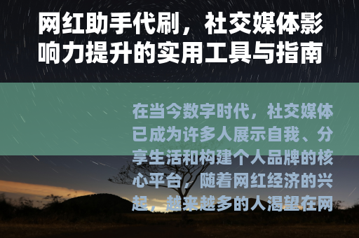 网红助手代刷，社交媒体影响力提升的实用工具与指南