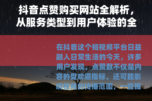 抖音点赞购买网站全解析，从服务类型到用户体验的全面观察