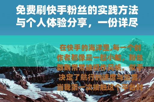 免费刷快手粉丝的实践方法与个人体验分享，一份详尽指南
