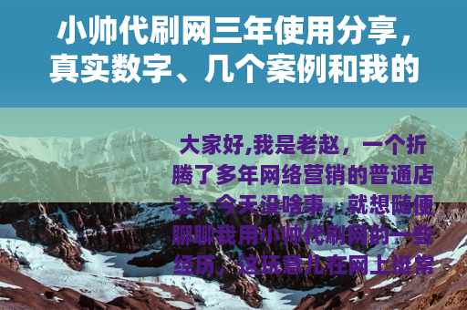 小帅代刷网三年使用分享，真实数字、几个案例和我的踩坑记录