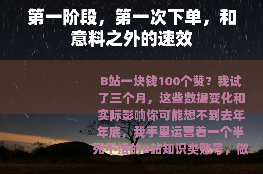 第一阶段，第一次下单，和意料之外的速效
