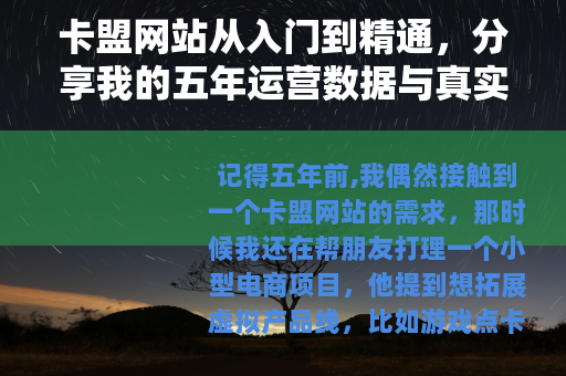 卡盟网站从入门到精通，分享我的五年运营数据与真实案例