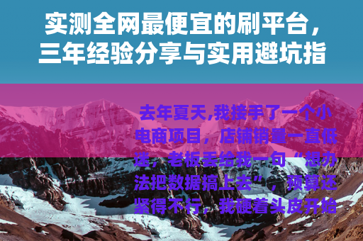 实测全网最便宜的刷平台，三年经验分享与实用避坑指南