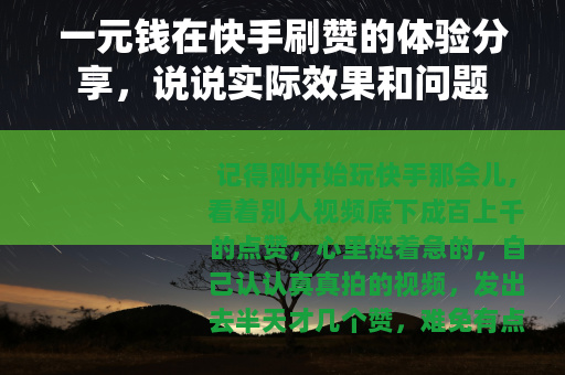 一元钱在快手刷赞的体验分享，说说实际效果和问题