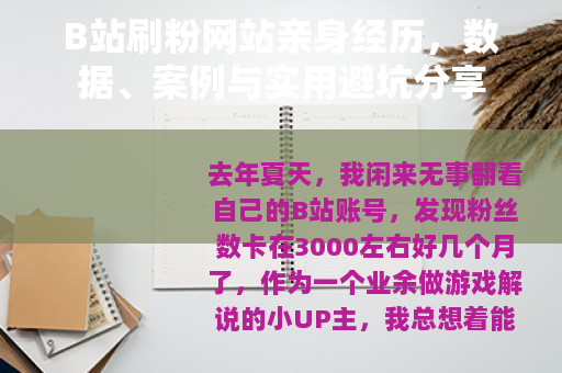 B站刷粉网站亲身经历，数据、案例与实用避坑分享