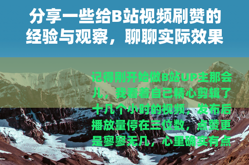 分享一些给B站视频刷赞的经验与观察，聊聊实际效果
