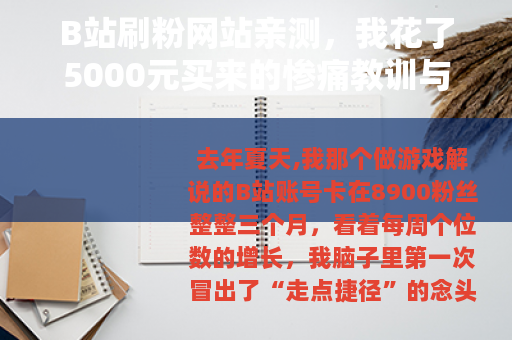 B站刷粉网站亲测，我花了5000元买来的惨痛教训与数据复盘