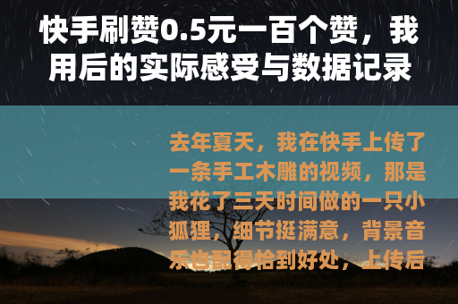 快手刷赞0.5元一百个赞，我用后的实际感受与数据记录