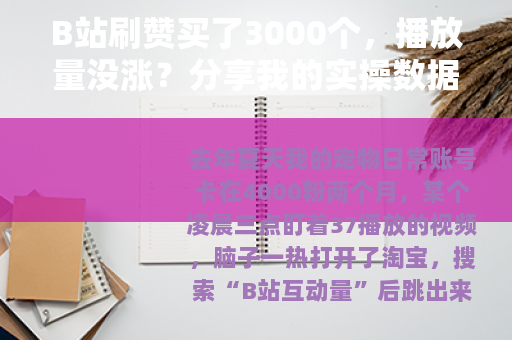 B站刷赞买了3000个，播放量没涨？分享我的实操数据与反思