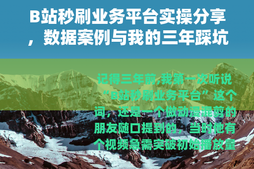 B站秒刷业务平台实操分享，数据案例与我的三年踩坑记录