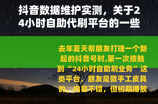 抖音数据维护实测，关于24小时自助代刷平台的一些使用记录