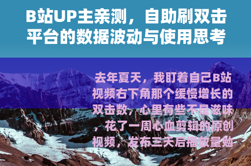B站UP主亲测，自助刷双击平台的数据波动与使用思考