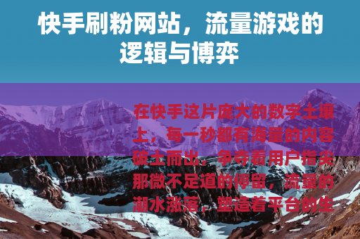 快手刷粉网站，流量游戏的逻辑与博弈