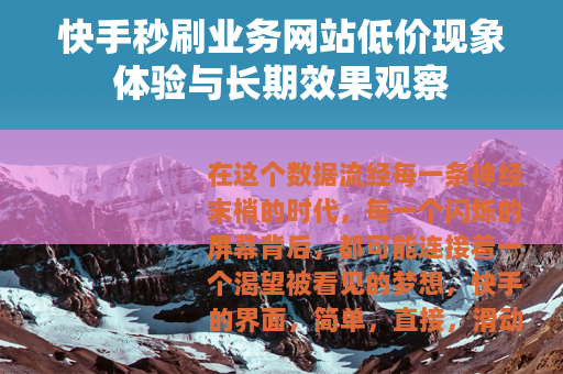 快手秒刷业务网站低价现象体验与长期效果观察