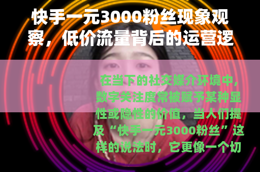 快手一元3000粉丝现象观察，低价流量背后的运营逻辑与实效思考