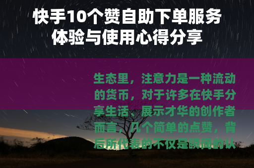 快手10个赞自助下单服务体验与使用心得分享