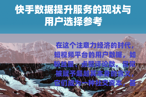 快手数据提升服务的现状与用户选择参考