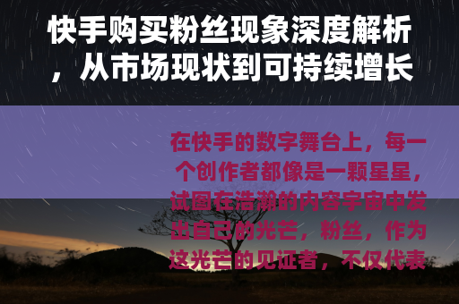 快手购买粉丝现象深度解析，从市场现状到可持续增长策略的全面探讨