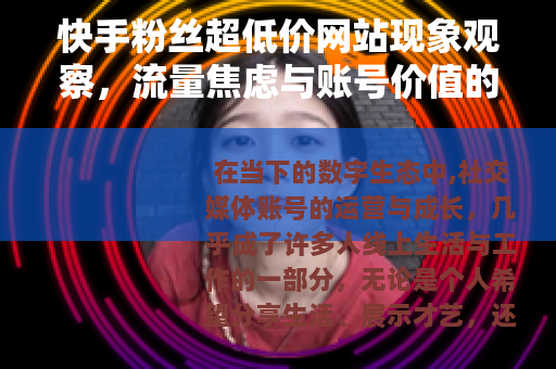 快手粉丝超低价网站现象观察，流量焦虑与账号价值的实际考量