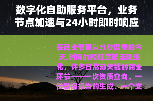 数字化自助服务平台，业务节点加速与24小时即时响应实践