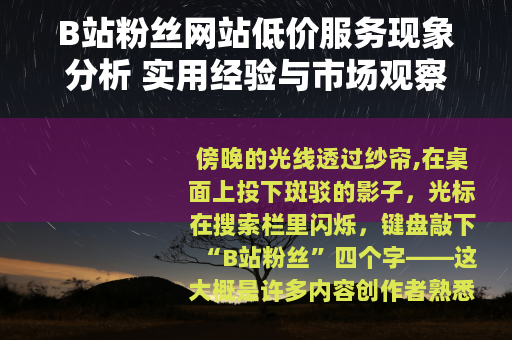 B站粉丝网站低价服务现象分析 实用经验与市场观察
