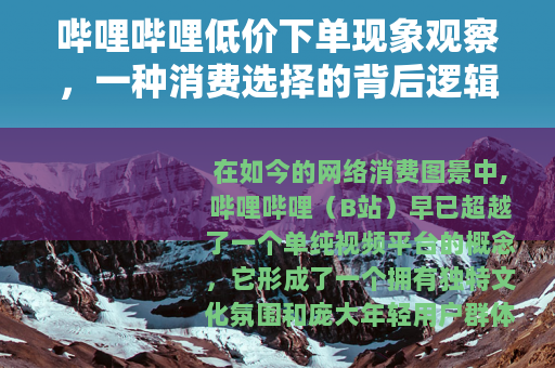哔哩哔哩低价下单现象观察，一种消费选择的背后逻辑