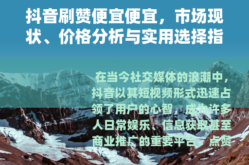 抖音刷赞便宜便宜，市场现状、价格分析与实用选择指南