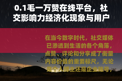 0.1毛一万赞在线平台，社交影响力经济化现象与用户行为分析