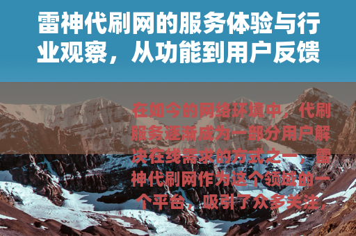 雷神代刷网的服务体验与行业观察，从功能到用户反馈的详细剖析