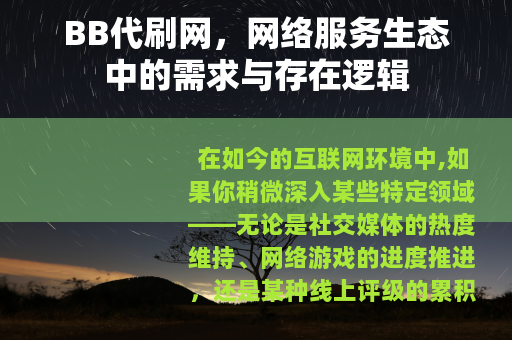 BB代刷网，网络服务生态中的需求与存在逻辑