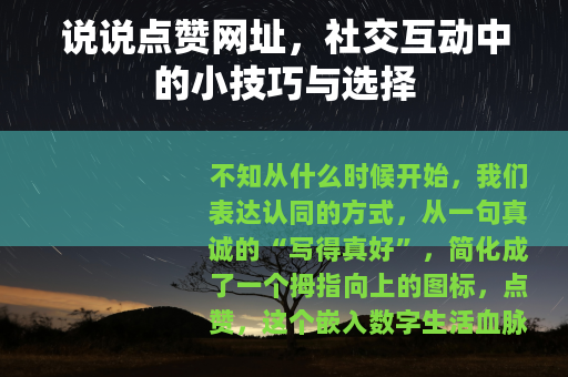 说说点赞网址，社交互动中的小技巧与选择