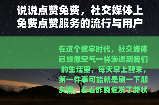 说说点赞免费，社交媒体上免费点赞服务的流行与用户体验分析