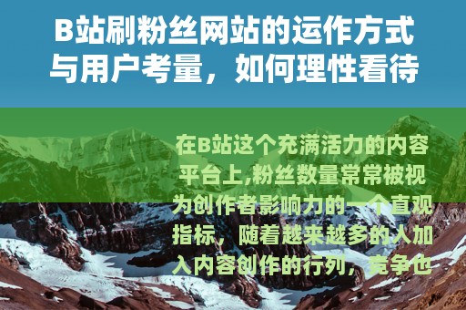 B站刷粉丝网站的运作方式与用户考量，如何理性看待粉丝增长策略
